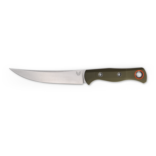 Benchmade Meatcrafter Satin CPM-S45VN Trailing Point Fixed Blade OD Green G-10 Handle Front Side