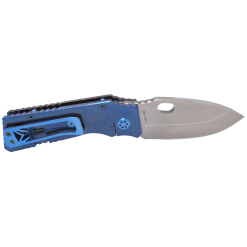 Medford Fat Daddy Tumbled S35VN Drop Point Blade Faced and Flamed Galaxy Front Blue Anodized Spring Blue Hardware Brushed Blue Clip Back Side Open