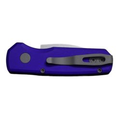 Protech Runt 5 Stonewash Magnacut Wharncliffe Blade Smooth Purple Handle Blasted Hardware and Clip Back Side Closed