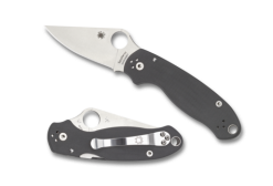 Spyderco Para 3 Satin Maxamet Drop Point Blade Gray G10 Handle Front Side Open and Back Side Closed