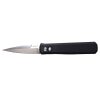 Pro-Tech Godfather Satin 154-CM Spearpoint Blade Black Handle Satin Push Button Black Clip Front Side Open