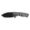 Medford Micro Praetorian T S45VN Black PVD Tanto Blade Lightning Sculpted Handles With Bead Blasted Gray With Pen Anodization Flamed Peaks Black Hardware PVD Clip And Glass Breaker Front Side Open