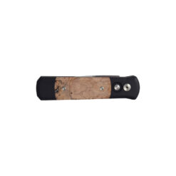 ProTech Godson Satin Finish 154CM Spearpoint Blade Black Aluminum Handle with Maple Burl Wood Inlay Black Clip Standard Hardware Front Side Closed