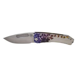 Medford Midi Marauder S45VN Tumbled Drop Point Blade Bronze Violet Fade With Silver Flats Falling Leaf Style Handle With Standard Hardware and Clip and NP3 Breaker Front Side Open