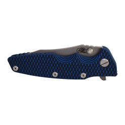 Hinderer Eklipse S45VN Working Finished Spearpoint Blade Battle Blue Anodized Titanium Lockside Handle Blue and Black G10 Scale Front Side Closed