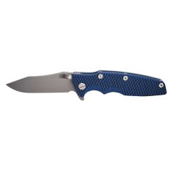 Hinderer Eklipse S45VN Working Finished Spearpoint Blade Battle Blue Anodized Titanium Lockside Handle Blue and Black G10 Scale Front Side Open