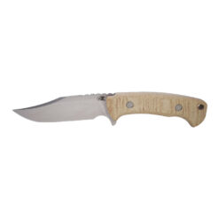Hinderer Ranch Bowie Stonewashed CPM 3V With Natural Micarta Handle Front Side Without Sheath