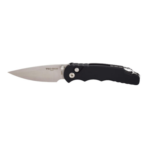 Pro-Tech Tactical Response 5 Lerch Spring Assisted Stonewashed S35VN Drop Point Blade Black Aluminum Handle Front Side Open