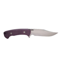 Hinderer Ranch Bowie Stonewashed CPM 3V With Burgundy Micarta Handle Back Side Without Sheath