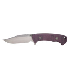Hinderer Ranch Bowie Stonewashed CPM 3V With Burgundy Micarta Handle Front Side Without Sheath