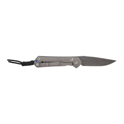 Chris Reeve Knives Sebenza 31 Drop Point Boomerang Damascus Blade Titanium Handles Back Side Open