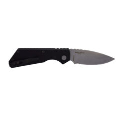 Pro-Tech Strider PT+ Auto Stonewashed Drop Point MagnaCut Blade With Solid Black Handles Back Side Open