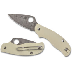 Spyderco Urban Ivory G-10 Damasteel Sprint Run Both Front Open and Back Closed