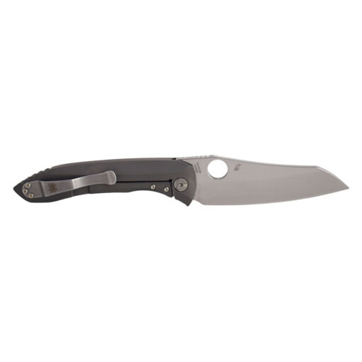 Spyderco Paysan Stonewashed Wharncliffe CPM S90V Blade And Titanium Handle Back Side Open