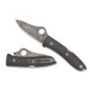 Spyderco SpyOpera Carbon Fiber Thor Damascus Both Back Side Closed and Front Side Open