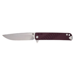 Medford M-48 Tumbled S45VN Blade with Red Anodized Aluminum front side Titainium lock side Front Side Open