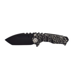 Medford Micro Praetorian T S35VN Black PVD Tanto Blade PVD with Silver Peaks & Valleys Handles Brushed Standard Hardware with Brushed Clip and PVD Breaker Front Side Open