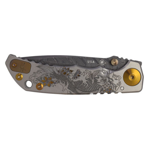 Spartan Blades Harsey Folder 4" Chad Nichols Damascus Blade Steel Special Edition Koi Fish Front Side Closed