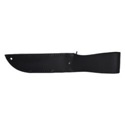 KA-BAR Knives Fighting Knife Black 1095 Clip Point Blade With Partial Serration Black Handle and Black Leather Sheath Back Side With Sheath