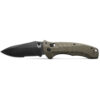 Benchmade Turret S30V Drop Point Combo Blade With Olive Drab G 10 Handle Front Side Open