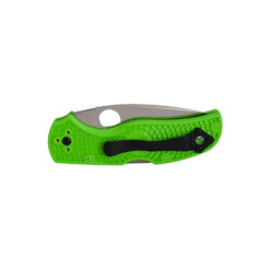 Spyderco Native 5 Salt LC200N Fully Serrated Satin Drop Point Green FRN Textured Handle Back Side Closed