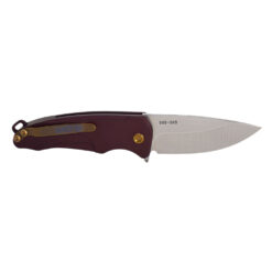 Medford Smooth Criminal S45VN Tumbled Blade Red Handles Bronze Hardware and Clip Back Side Open