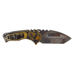 Medford Praetorian Ti S45VN Vulcan Blade Tanto Bronze to Silver Fade Stained Glass handles Bronze hardware brushed Bronze Silver Fade clip and NP3 breaker Back Side Open