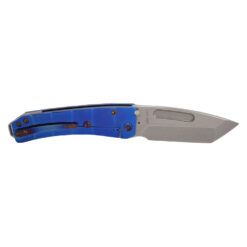 Medford Midi Marauder Tumbled S45VN Tanto Blade with Blue Anodized Armadillo Sculpted Handles with Flamed Hardware and Clip Back Side Open