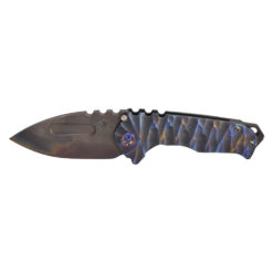 Medford Genesis T S45VN Vulcan Drop Point Blade Black with Pen Flamed Twisted Predator Handles Flamed Hardware PVD with Flamed Flats Clip and a PVD Breaker Front Side Open