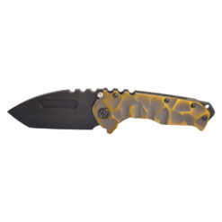 Medford Praetorian T Magnacut PVD Tanto Blade Bronze Stained Glass Handles with PVD Hardware and Brushed Flamed Clip Front Side Open