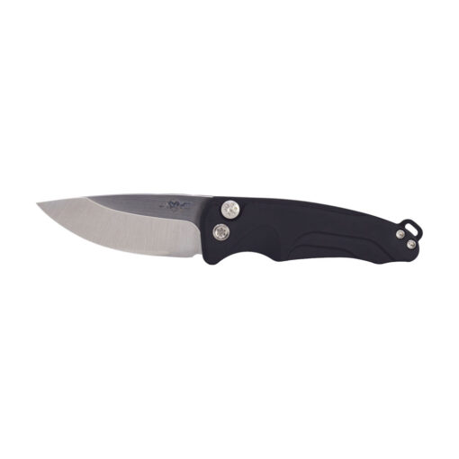 Medford Smooth Criminal Auto Tumbled S45VN Drop Point Blade Black Aluminum Handle Standard Hardware Front Side Open