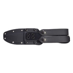 Spartan Blades Ronin Shinto Black PVD S45VN Fixed Re-Curve Blade Black Canvas Micarta Black Kydex Back Side With Sheath