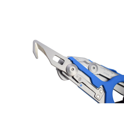 Leatherman Raptor Rescue Multi-Tool Scissors Blue Handles Hook Close Up