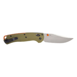 Benchmade Taggedout15536 Satin CPM-S45VN Clip Point Blade OD Green G10 Handle Back Side Open