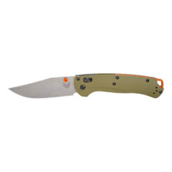 Benchmade Taggedout15536 Satin CPM-S45VN Clip Point Blade OD Green G10 Handle Front Side Open
