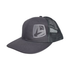 Medford Knife and Tool Grey on Grey Medford Shield Snapback Hat Facing Left with Logo Visible