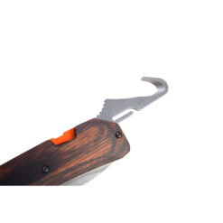 Benchmade 15062 Grizzly Creek S30V Drop Point Blade Stabilized Wood with Orange Accents Gut Hook Close Up