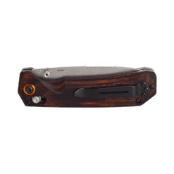 Benchmade 15062 Grizzly Creek S30V Drop Point Blade Stabilized Wood with Orange Accents Back Side Closed