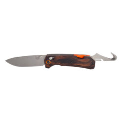 Benchmade 15062 Grizzly Creek S30V Drop Point Blade Stabilized Wood with Orange Accents Front Side Open