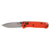 Benchmade Mini Bugout S30VN Satin Drop Point Mesa Red Grivory Handles Front Side Open