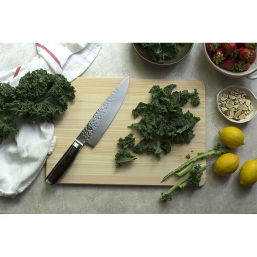 Shun Premier Hammered Tsuchime Damascus 8" Chef's Knife with Walnut Pakkawood Handle with Kale