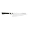 Shun Kazahana 8 Inch Satin Chef's Knife with Polished Black Pakkawood Handle Front Logo Side
