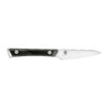 Shun Kazahana Satin 3.5 Inch Paring Knife with Polished Black Pakkawood Handle Front Logo Side