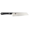 Shun Narukami Satin 6.5 Inch Master Utility Knife with Black Micarta Handles Front Logo Side