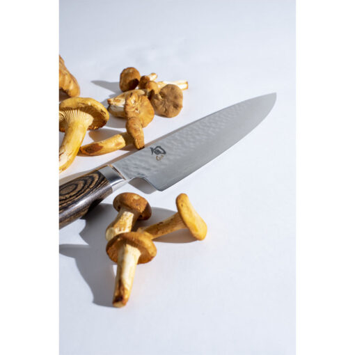 Shun Premier Hammered Tsuchime Damascus 8" Chef's Knife with Walnut Pakkawood Handle With Mushroom