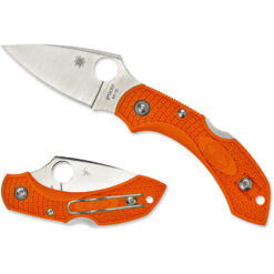 Spyderco Dragonfly 2 VG-10 Drop Point Blade with Orange FRN Handle Both Back Side Closed and Front Side Opened