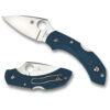 Spyderco Dragonfly 2 K390 Drop Point Blade with Dark Blue FRN Handle Both Back Side Closed and Front Side Open